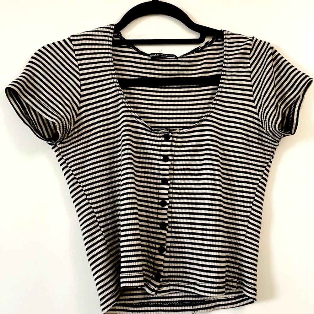 brandy melville black and white crop top